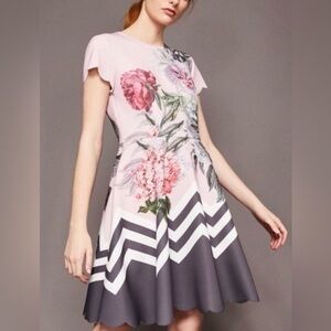 Ted Baker London Haiilie Palace Gardens Scalloped Skater Dress size 1 US size 4